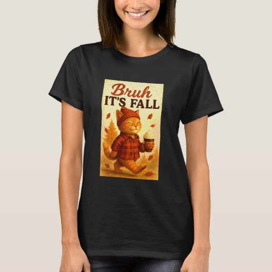 ブリューフォール 秋の猫好きさん向け あたたかな秋 Tシャツ (正面)