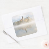 ブリュー湖で霧の日の出 スクエアシール (封筒)