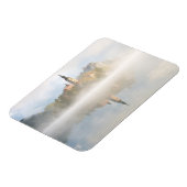 ブリュー湖で霧の日の出 マグネット (左側)