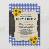 ブリュー& BABYQベイビーシャワーブルーサンフラワー招待状 招待状 (正面/裏面)