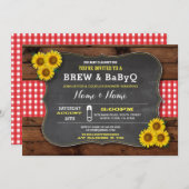 ブリュー& BABYQベビーシャワー赤ひまわり 招待状 (正面/裏面)