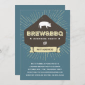 ブリュー&BBQ|サプライズ誕生日パーティー 招待状 (正面/裏面)