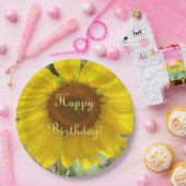 ブリリアントイエローサンフラワー誕生日紙プレート ペーパープレート (パーティー)