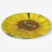 ブリリアントイエローサンフラワー誕生日紙プレート ペーパープレート (アングル)