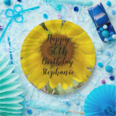 ブリリアントイエローヒマワリ50th誕生日プレート ペーパープレート (パーティー)