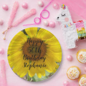 ブリリアントイエローヒマワリ50th誕生日プレート ペーパープレート (パーティー)