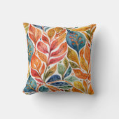 ブリリアントオレンジ&ブルー抽象芸術離れ クッション (正面)