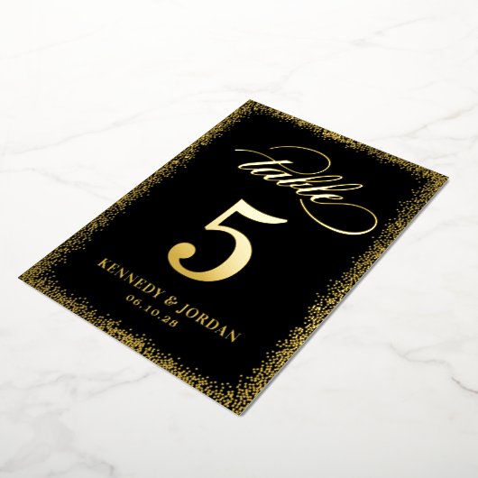 ブリリアントグロー実在フォイルテーブル番号カード 箔招待状 (回転した状態)