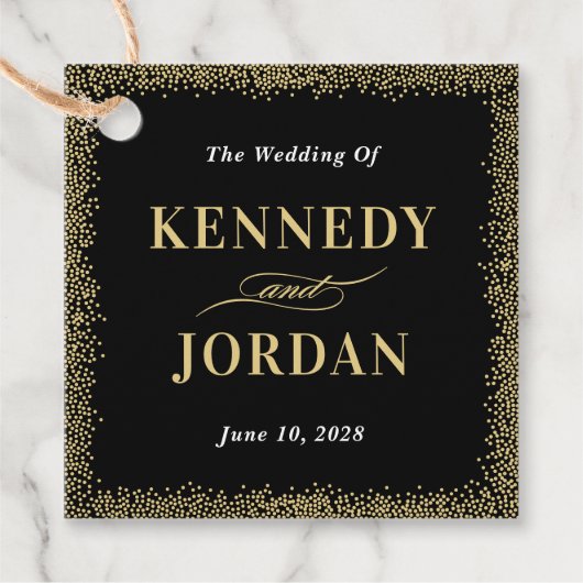 ブリリアントグロー実在フォイル結婚式の引き出物ラベル フェイバータグ (正面)