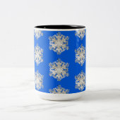 ブリリアントシルバーアイスブルークリスマススノーフレーク ツートーンマグカップ (中央)