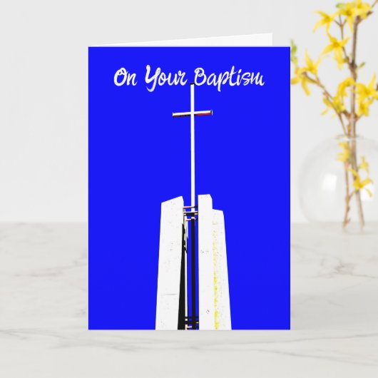 ブリリアントブルーかわいらしスカイクロスバプティスカード カード (黄色い花)