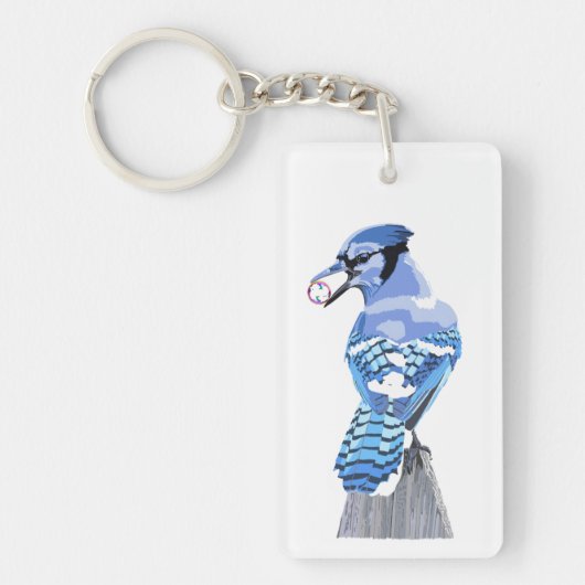 ブリリアントブルージェイ キーホルダー (正面)