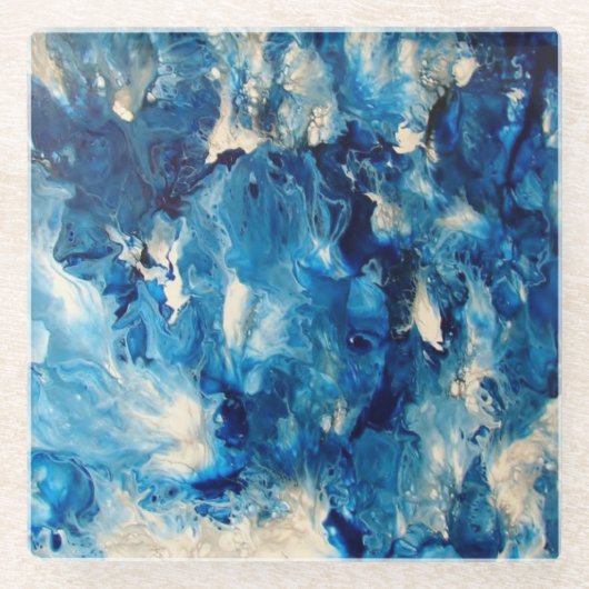 ブリリアントブルー大理石ガラスコースター ガラスコースター (正面)