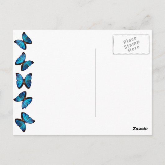 ブリリアントブルー（昆虫）オオカバマダラ、モナークバタフライポストカード ポストカード (裏面)
