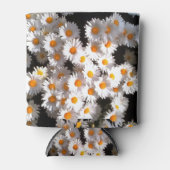 ブリリアントホワイトデイジーオンブラックフローラ 缶クーラー (正面)