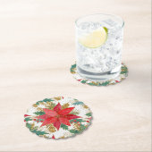 ブリリアントポインセチア&ホリー紙コースター ペーパーコースター (インサイチュ)