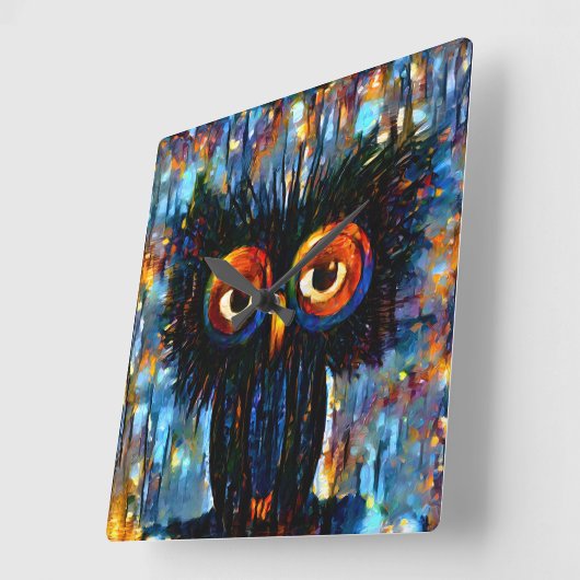 ブリリアントワイズフクロウ スクエア壁時計 (傾斜)