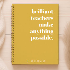 ブリリアント先生マスタードイエローレトロタイポグラフィ ノートブック