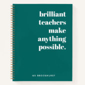 ブリリアント先生モダントレンディースタイリッシュグリーン ノートブック (正面)