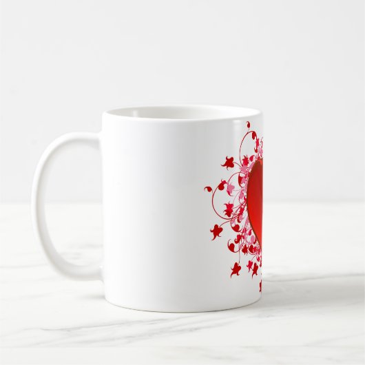 ブリリアント赤いハート コーヒーマグカップ (左)