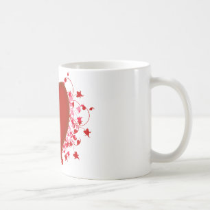 ブリリアント赤いハート コーヒーマグカップ