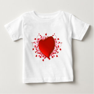 ブリリアント赤いハート ベビーTシャツ