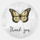 ブリリアント金ゴールドバタフライサンキュー ラウンドシール (正面)
