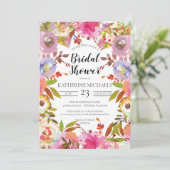 ブリリアント開花ウォーターカラーフローラブライダルシャワーI 招待状 (スタンド正面)