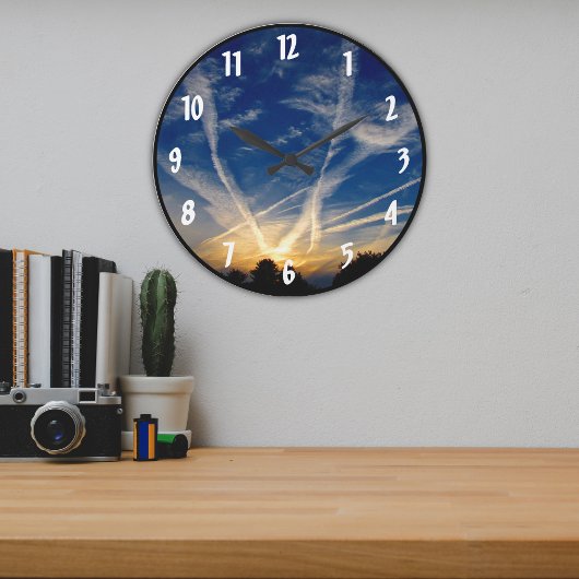 ブリリーカラフル秋ファーム夕べスカイズ ラージ壁時計