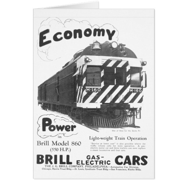 ブリルの軽量の旅客列車1932年 (正面)