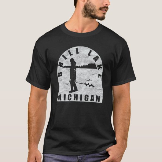 ブリルレイクアイス魚釣りミシガン Tシャツ (正面)