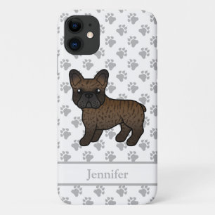 ブリンเดル フレンチブルドッグ かわいい カートゥーン 犬 + 名前 iPhone 11 ケース