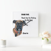 ブリンおもしろいドルボクサードッグパパ水彩イヌアート  スクエア壁時計 (ホーム)