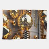 ブリンク！美しいカオスジュエリーの金ゴールド キッチンタオル (横)