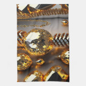ブリンク！美しいカオスジュエリーの金ゴールド キッチンタオル (縦)