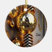 ブリンク!美しいカオスジュエリーの金ゴールド セラミックオーナメント (正面)