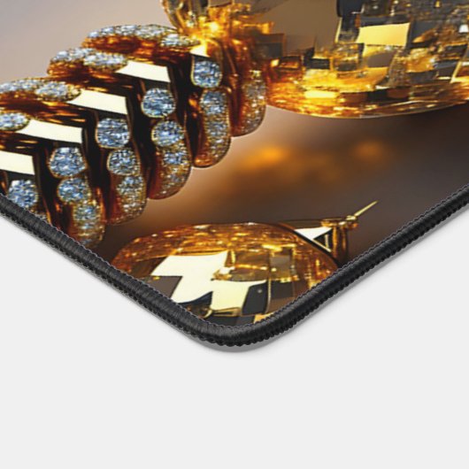 ブリンク!美しいカオスジュエリーの金ゴールド デスクマット (コーナー)