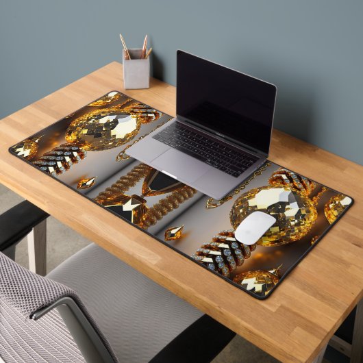 ブリンク！美しいカオスジュエリーの金ゴールド デスクマット (オフィス2)