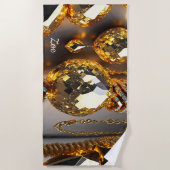 ブリンク!美しいカオスジュエリーの金ゴールド ビーチタオル (正面)