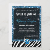 ブリング・ティアラ・ゼブラ・スウィート16 バースデー・セレブレーション 招待状 (裏面)