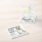 ブリンドルアンドホワイトイングリッシュブルドッグ結婚ズ スクエアペーパーコースター (インサイチュ)