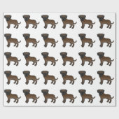 ブリンドルイングリッシュマスティフかわいい漫画の犬のパターン ラッピングペーパー (フラット)