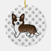 ブリンドルカーディガンウェルシュコーギー漫画の犬 セラミックオーナメント (裏面)