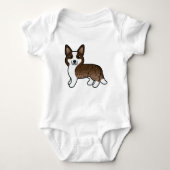 ブリンドルカーディガンウェルシュコーギー漫画の犬 ベビーボディスーツ (正面)