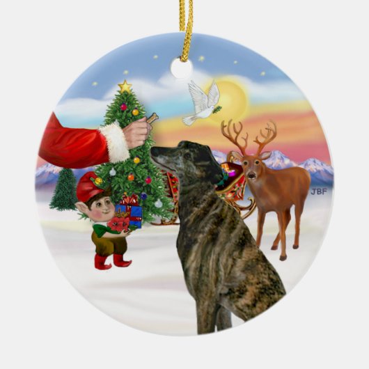 ブリンドルグレイハウンドのための治療 セラミックオーナメント (正面)