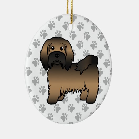 ブリンドルハバナかわいい漫画の犬のイラストレーション セラミックオーナメント (右)