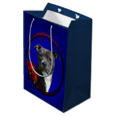 ブリンドルピットブルとバラ ミディアムペーパーバッグ (裏面アングル)