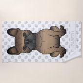 ブリンドルフランスのブルドッグ/フランスかわいい犬&名前 ビーチタオル (正面)