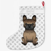 ブリンドルフランスのブルドッグ/フランスかわいい犬&名前 ラージクリスマスストッキング (裏面)