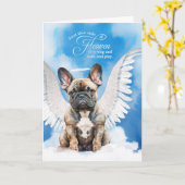 ブリンドルブルドッグフランスのペット悔やみや弔慰の喪失 カード (黄色い花)